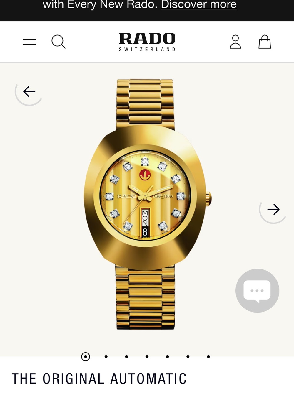 Rado Gold-Tone Automatic Watch with Diamond Markers 35 - Picture 7 of 8